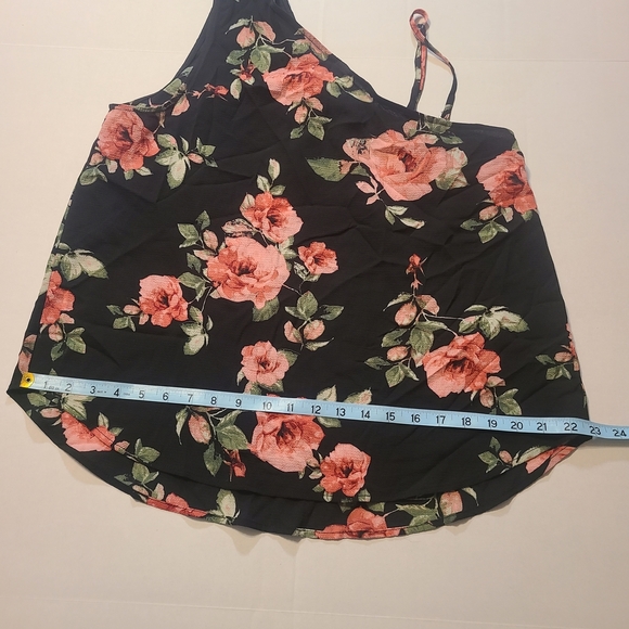 Seven Sisters Womens Floral Black One-Shoulder Top Adjustable Strap Large NWT - Picture 8 of 8